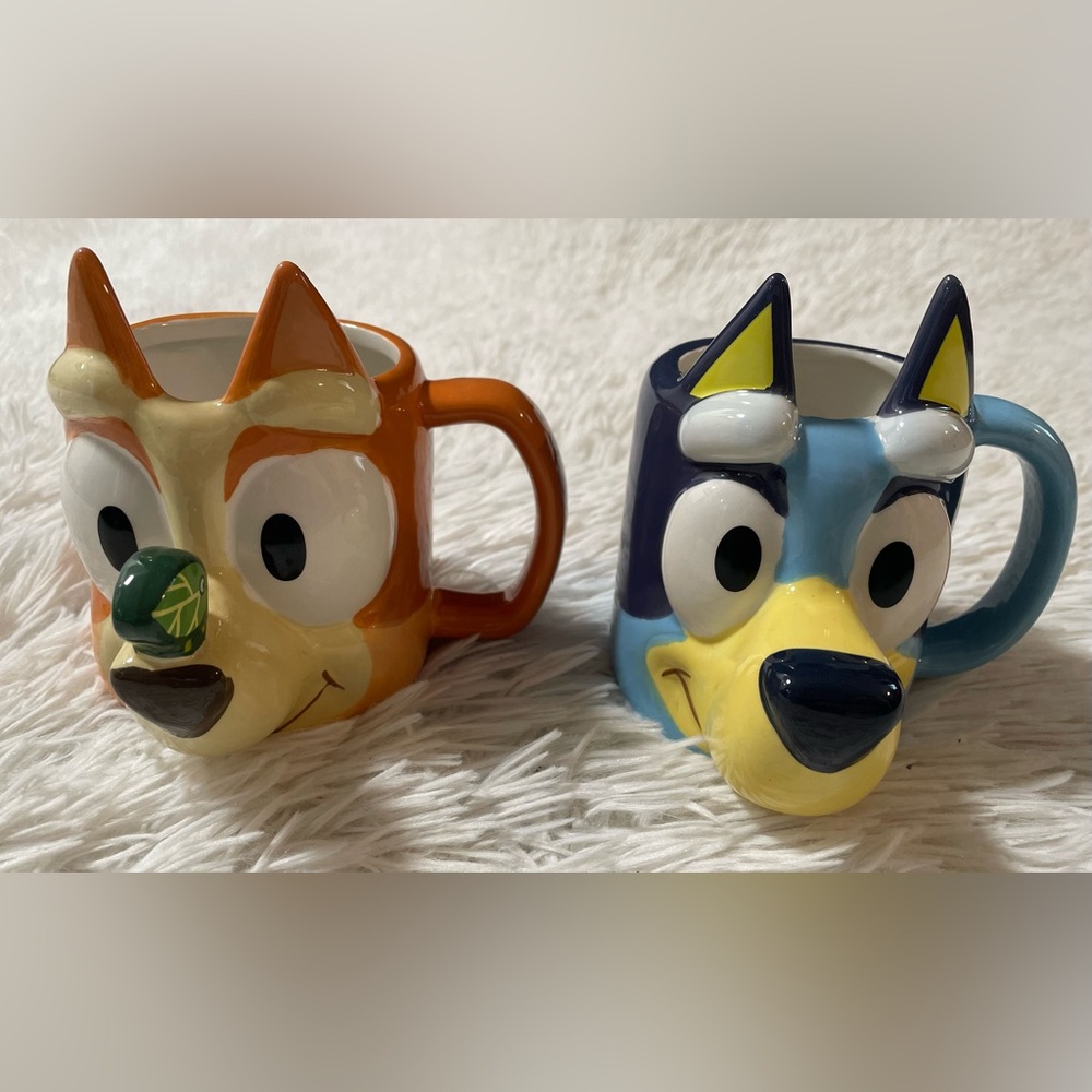 NEW Zak Designs 15oz Bluey & Bingo Dog Sculpted Coffee Mug Set LOT OF 2 Disney